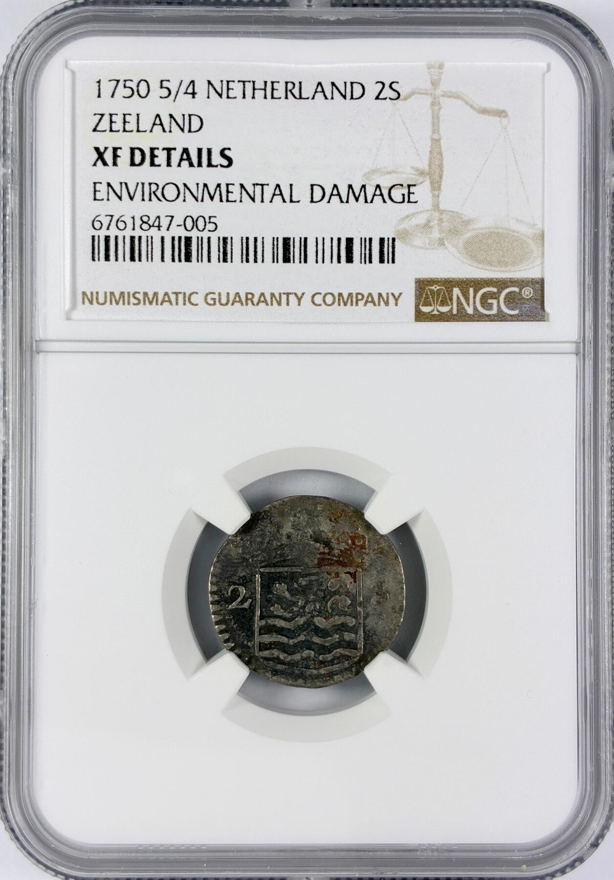 【雨安】【直播拍卖】【世界币章117期-评级币】2025-11-29 周六 19:30 保真 [评级欧洲] Netherlands 荷兰 共和国 泽兰省 2Stuiver 1750年5/4  NGC-XF 少见骑年