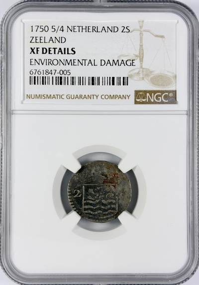 【雨安】【直播拍卖】【世界币章117期-评级币】2025-11-29 周六 19:30 保真 - [评级欧洲] Netherlands 荷兰 共和国 泽兰省 2Stuiver 1750年5/4  NGC-XF 少见骑年