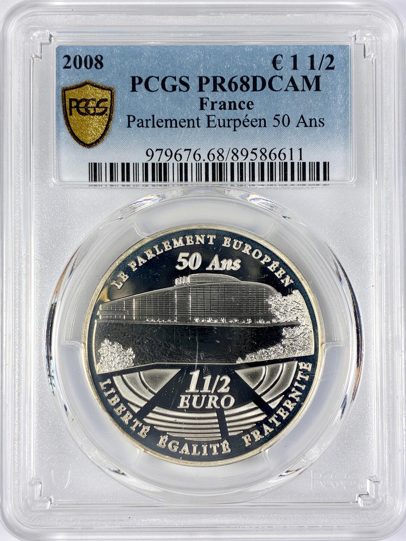 【雨安】【直播拍卖】【世界币章117期-评级币】2025-11-29 周六 19:30 保真 [评级欧元] France 欧元 法国 1.5欧元 2008年 欧盟会议 PCGS-PR68DCAM