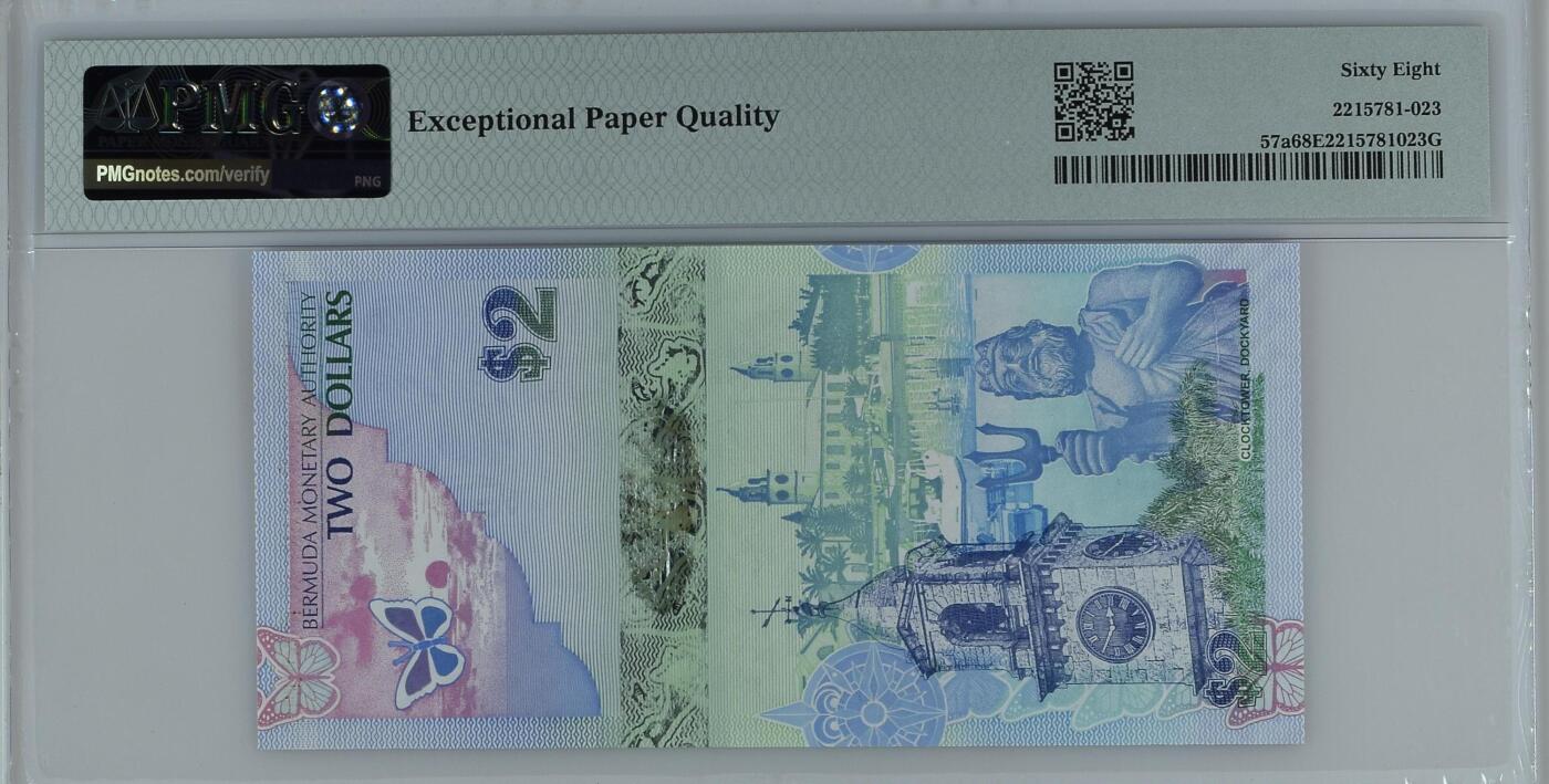 《艾美收藏》第222期-11.30周日外币畅拍 百慕大2009年首发洋葱冠2元PMG68E亚军分无347尾68 冠军69分仅2张 IBNS获奖钞 蓝鸟