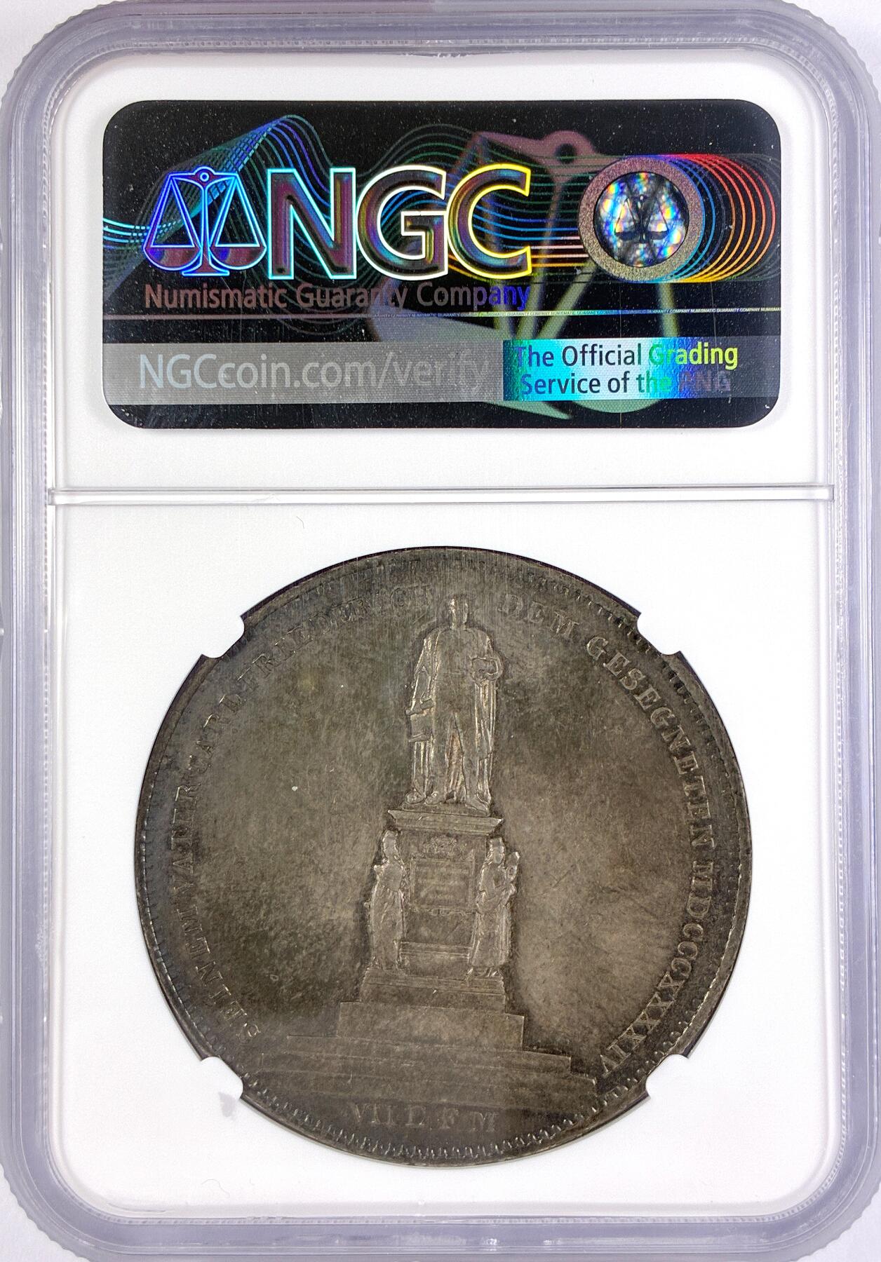 【雨安】【直播拍卖】【世界币章117期-评级币】2025-11-29 周六 19:30 保真 [评级德国] Germany 德国 德意志 2泰勒 Baden巴登 Thun.025 KM#0217.1 1844年 卡尔·弗里德里希纪念碑  NGC-AU55