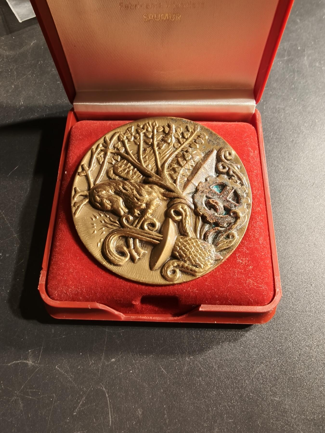 老王徽章第166期 法国阿列省议会大铜章     原盒有损    高浮雕     直径64mm.    重量127.7g