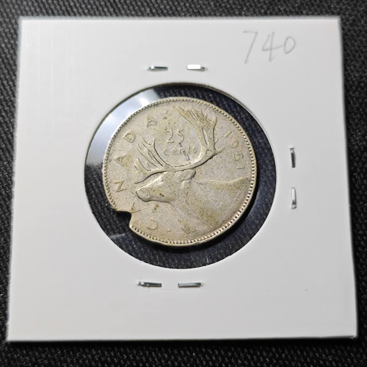 KK钱币收藏小铺 （套币 好品/批量散币 银币）专场  2月预留时间 周末发货  1951加拿大25分银币