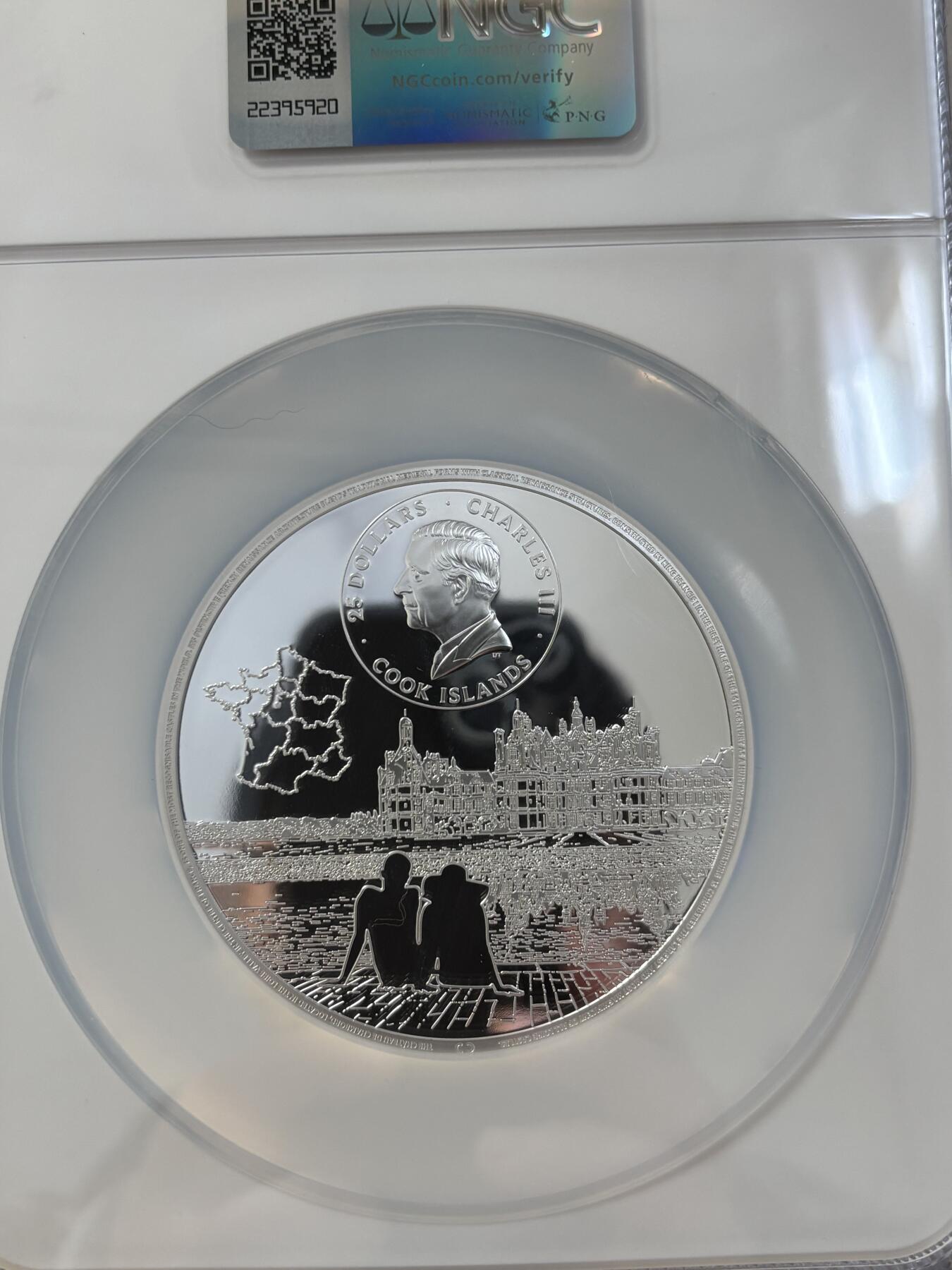 第183期拍卖 库克2024年法国香宾城堡5盎司彩银币NGC-PF70首期无盒无证书，9999银，发行500枚