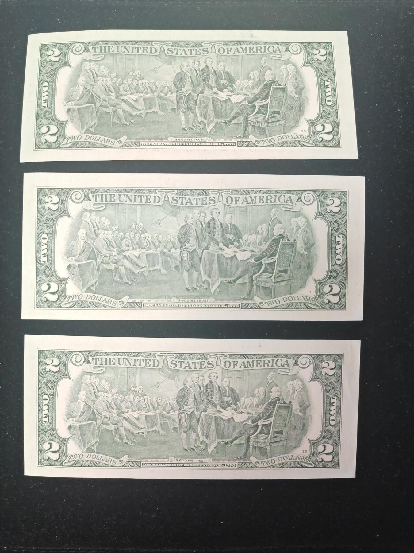 美国纸币 2003年 A 2美元 G区 无4 全新UNC 单价