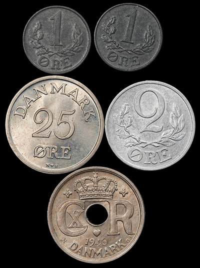 修遠堂世界钱币第九十五期 - 未流通丹麦老币一组