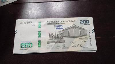世界钱币～微拍第217期暨2025年第57期  近日新到货品少量 以及老库存一些 - 2021年洪都拉斯200元纪念钞A冠全新绝品无47尾号583