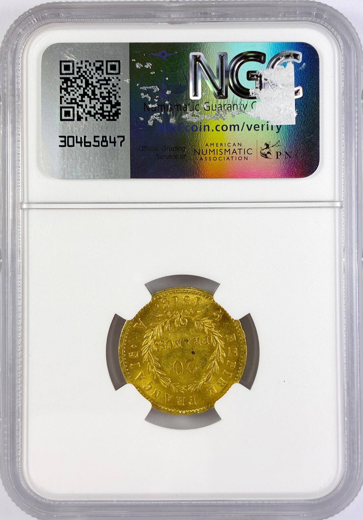 【雨安】【直播拍卖】【世界币章117期-评级币】2025-11-29 周六 19:30 保真 [金币] France 法国 20法郎 KM#0695 (1809-1814) 拿破仑一世 1813年  NGC-MS62