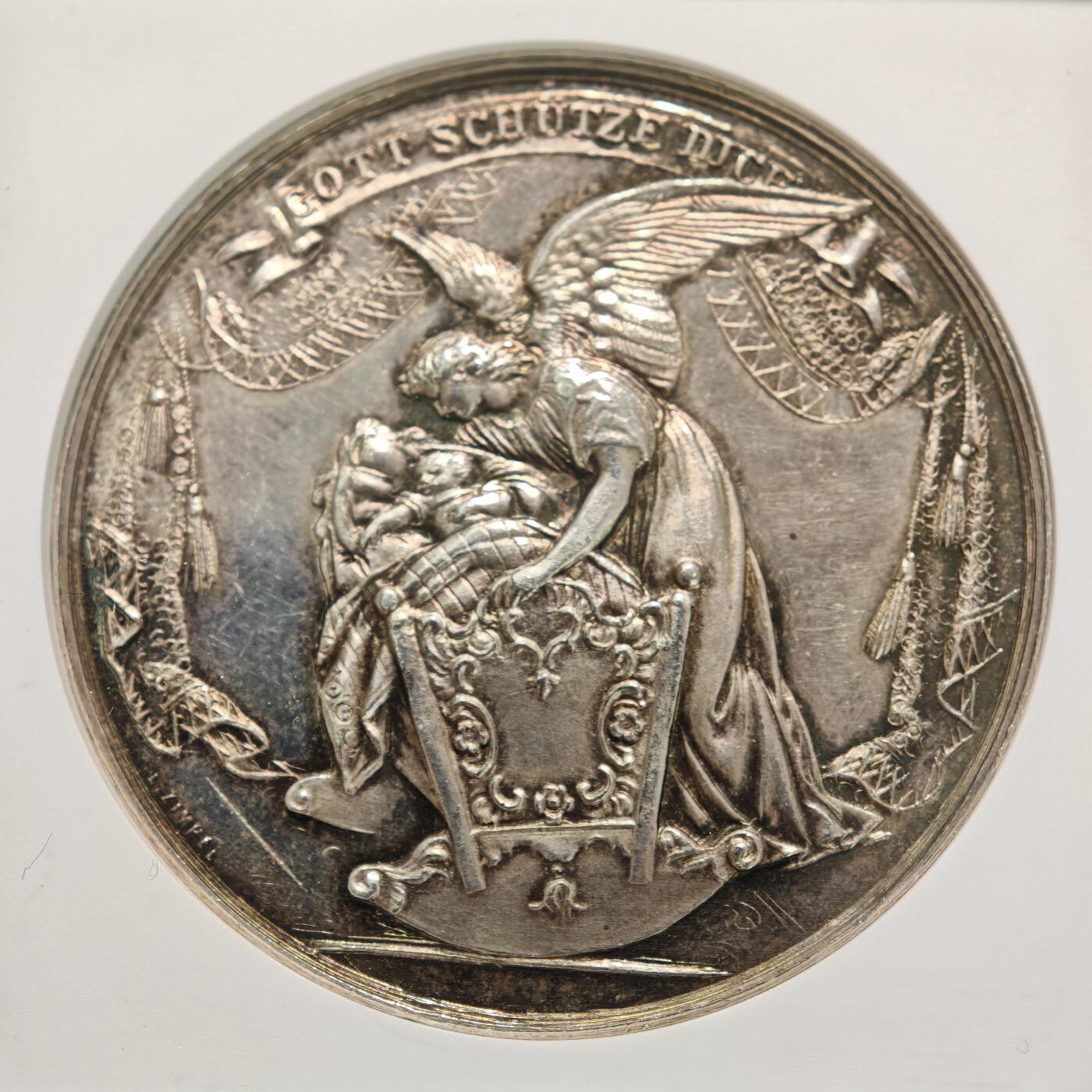 【德藏】世界币章拍卖第155期（拍品征集中~欢迎藏友联系） 19世纪 德国宗教洗礼高浮雕纪念银章 NGC MS62 浮雕感极强 人物刻画细致 细节极其丰富