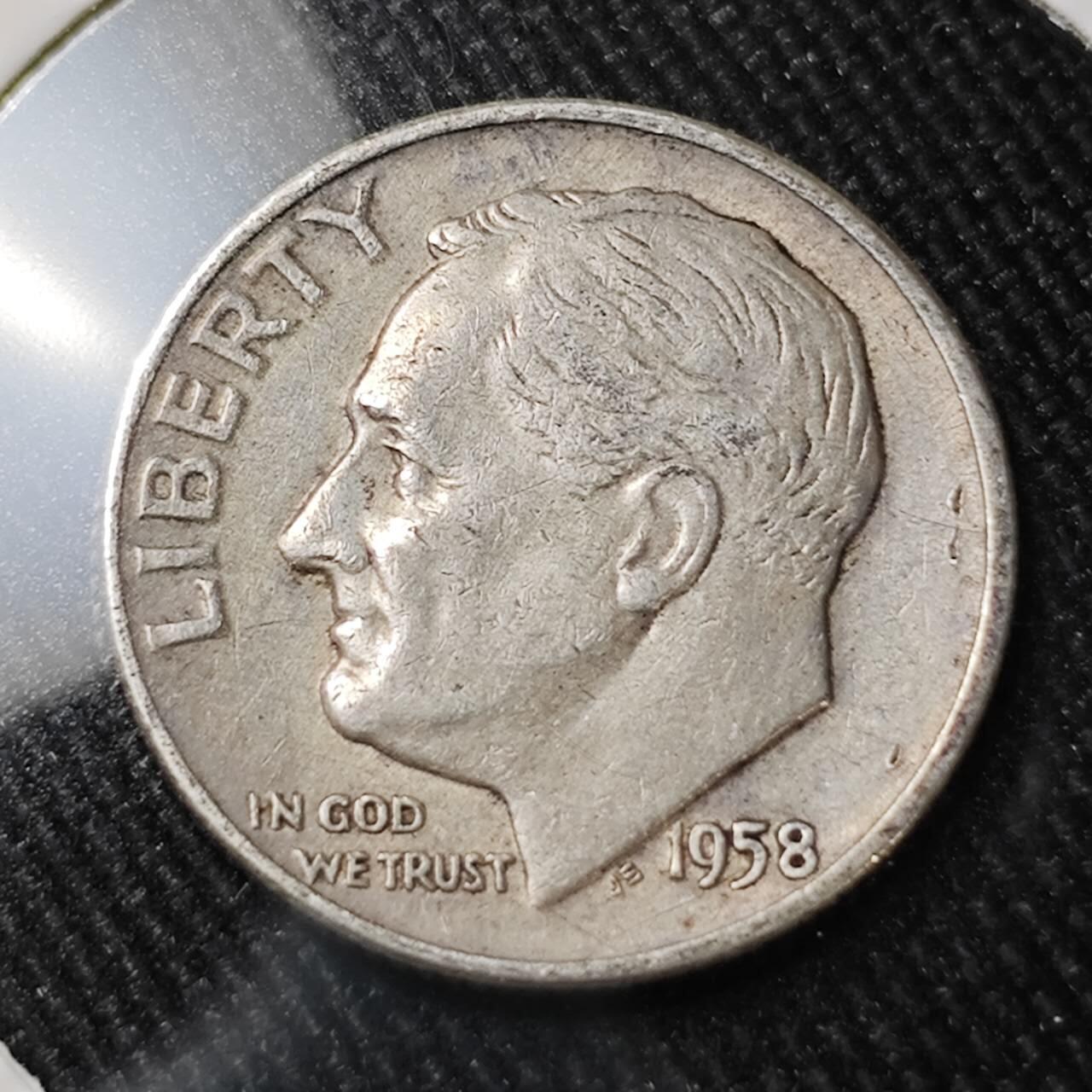 KK钱币收藏小铺 （套币 好品/批量散币 银币）专场  2月预留时间 周末发货    1958美国10分银币