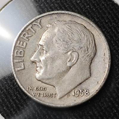 KK钱币收藏小铺 （套币 好品/批量散币 银币）专场  2月预留时间 周末发货 -    1958美国10分银币