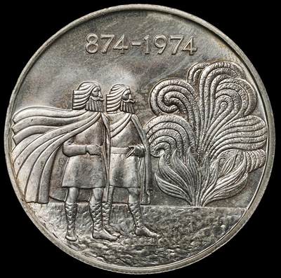 修遠堂世界钱币第九十五期 - 1974年冰岛定居1100年纪念1000克朗银币 30g，925银