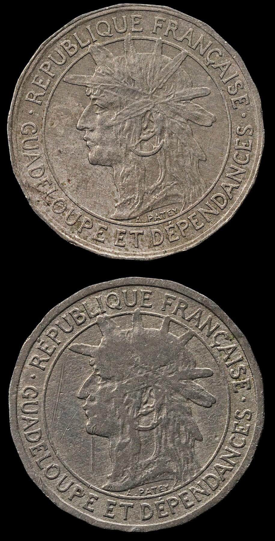 修遠堂世界钱币第九十五期 1903-1921年法属瓜德罗普岛50分两枚