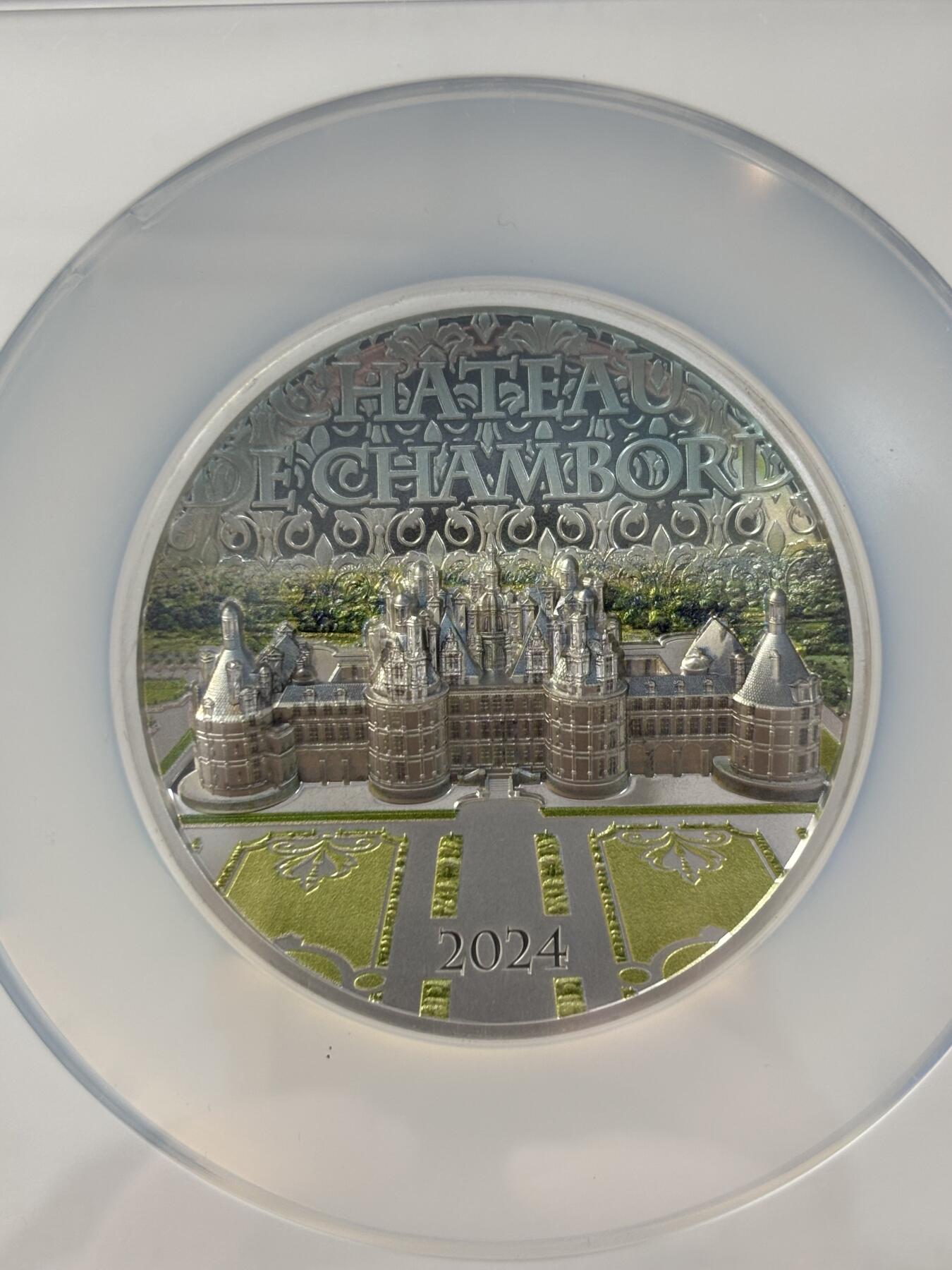 第183期拍卖 库克2024年法国香宾城堡5盎司彩银币NGC-PF70首期无盒无证书，9999银，发行500枚