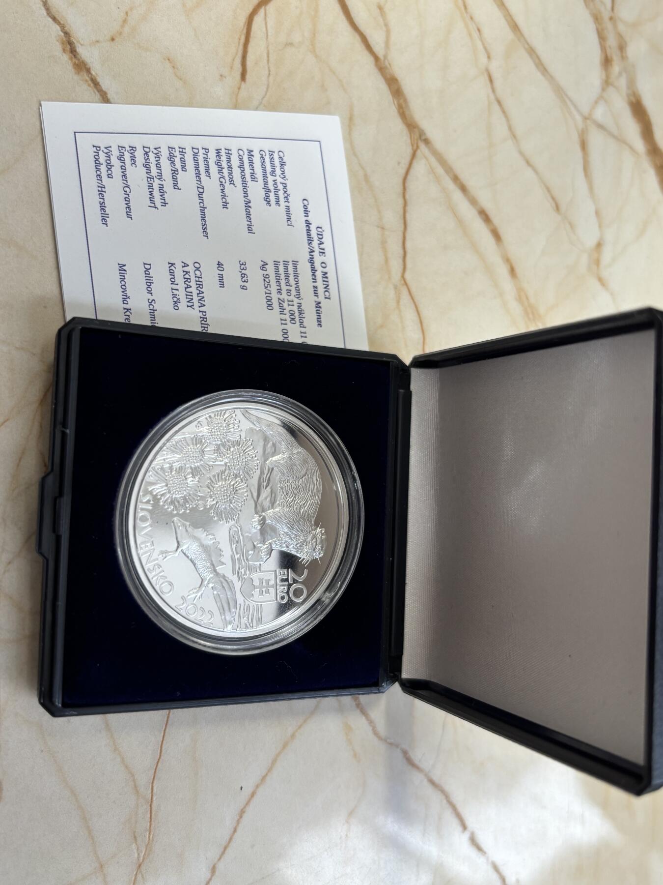 第183期拍卖 斯洛伐克2022年Kysuce 自然保护区1盎司纪念银币，925银，33.63克