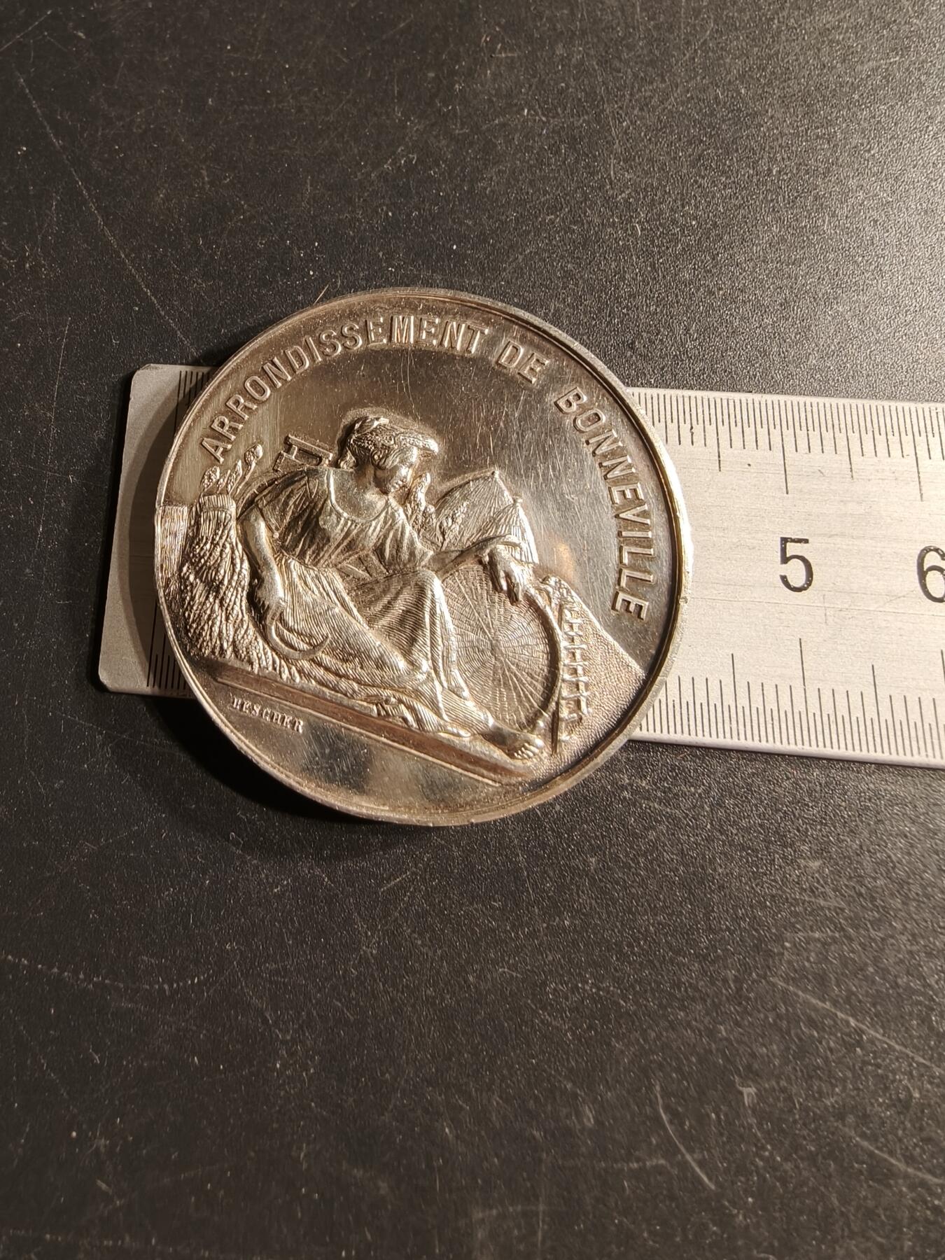 老王徽章第166期 法国农商协会大银章    原盒     950银    直径42mm.   重量34.3g