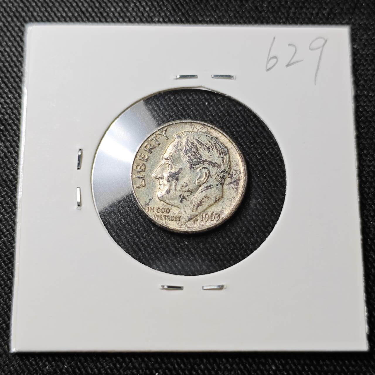 KK钱币收藏小铺 （套币 好品/批量散币 银币）专场  2月预留时间 周末发货    1963美国10分银币