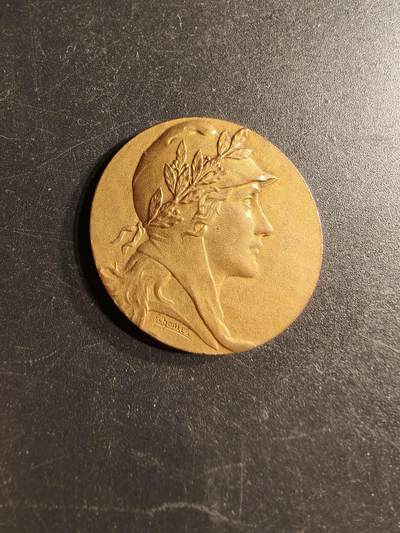 老王徽章第166期 - 法国摄影协会镀金大铜章    玛丽安娜     直径32mm.    重量11.9g