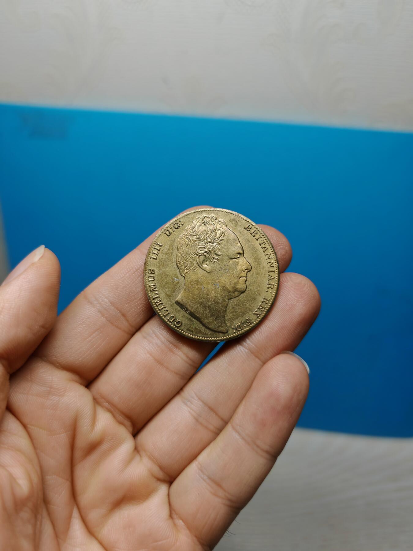 英国“1836年”威廉四世国王头像盾徽图案1克朗后铸精制铜币一枚