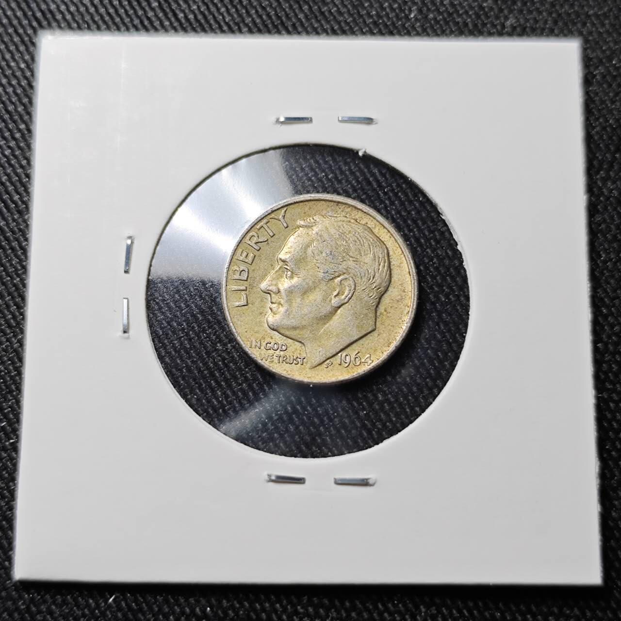 KK钱币收藏小铺 （套币 好品/批量散币 银币）专场  2月预留时间 周末发货  1964美国10分银币