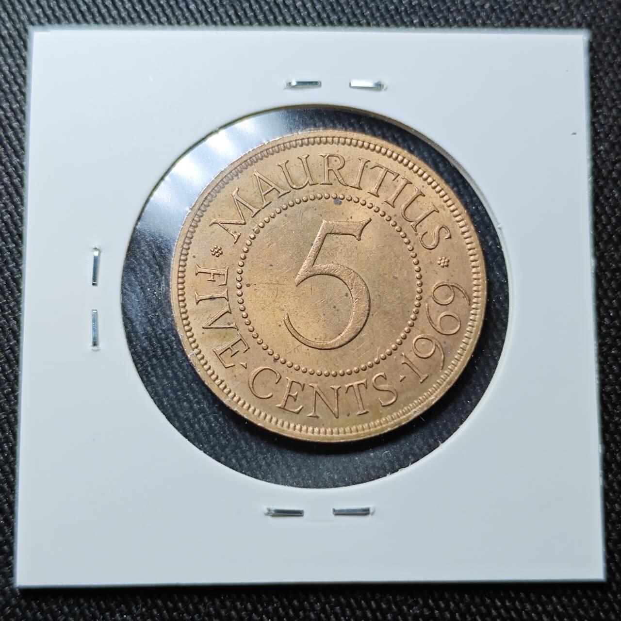 KK钱币收藏小铺 （套币 好品/批量散币 银币）专场  2月预留时间 周末发货  1969英属毛里求斯5分铜币 好品