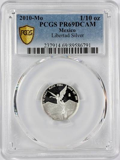 【雨安】【直播拍卖】【世界币章117期-评级币】2025-11-29 周六 19:30 保真 - [评级现代] Mexico 墨西哥 投资银 自由女神 1/10盎司 2010年 PCGS-PR69DCAM