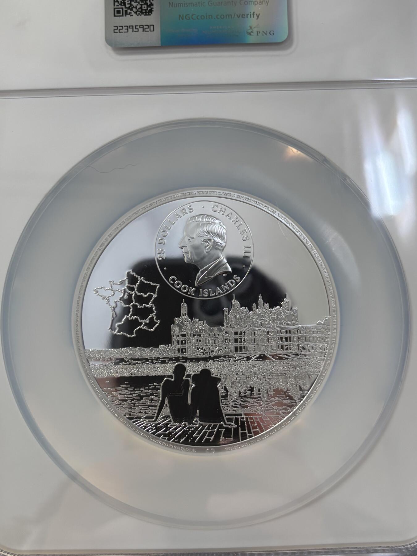 第183期拍卖 库克2024年法国香宾城堡5盎司彩银币NGC-PF70首期无盒无证书，9999银，发行500枚