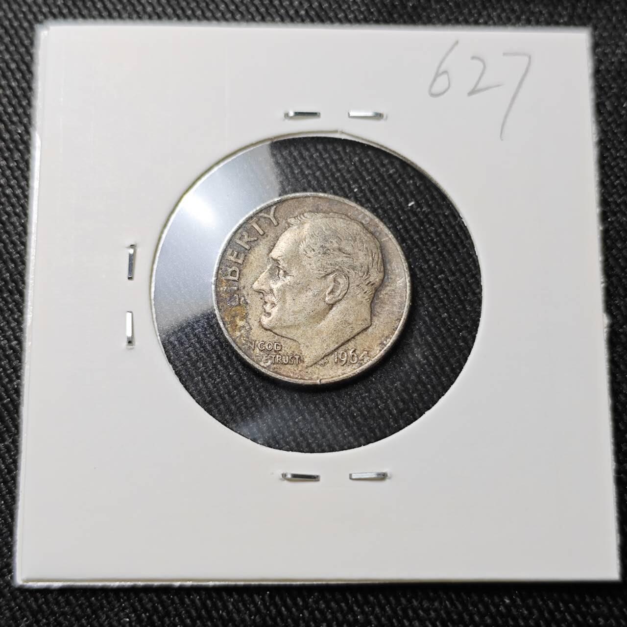 KK钱币收藏小铺 （套币 好品/批量散币 银币）专场  2月预留时间 周末发货    1964美国10分银币