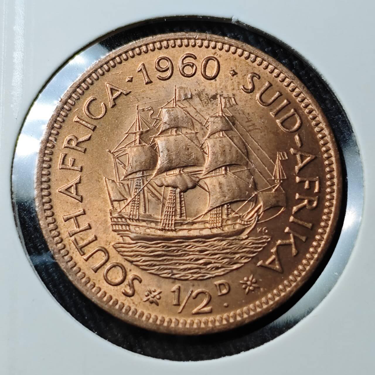 KK钱币收藏小铺 （套币 好品/批量散币 银币）专场  2月预留时间 周末发货  1960南非1/2分铜币 好品