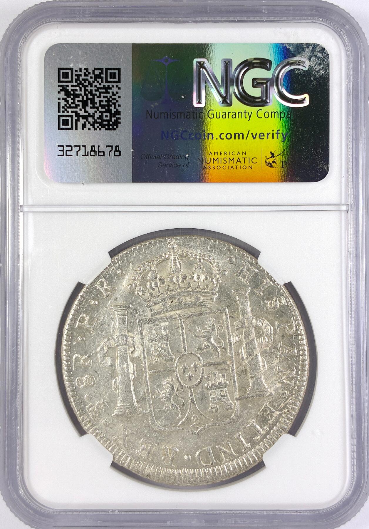 【雨安】【直播拍卖】【世界币章117期-评级币】2025-11-29 周六 19:30 保真 [评级美洲] Spain Bolivia 西属玻利维亚 8里亚尔 KM#0055 (1773-1789) 卡洛斯三世 1779年  NGC-MS62