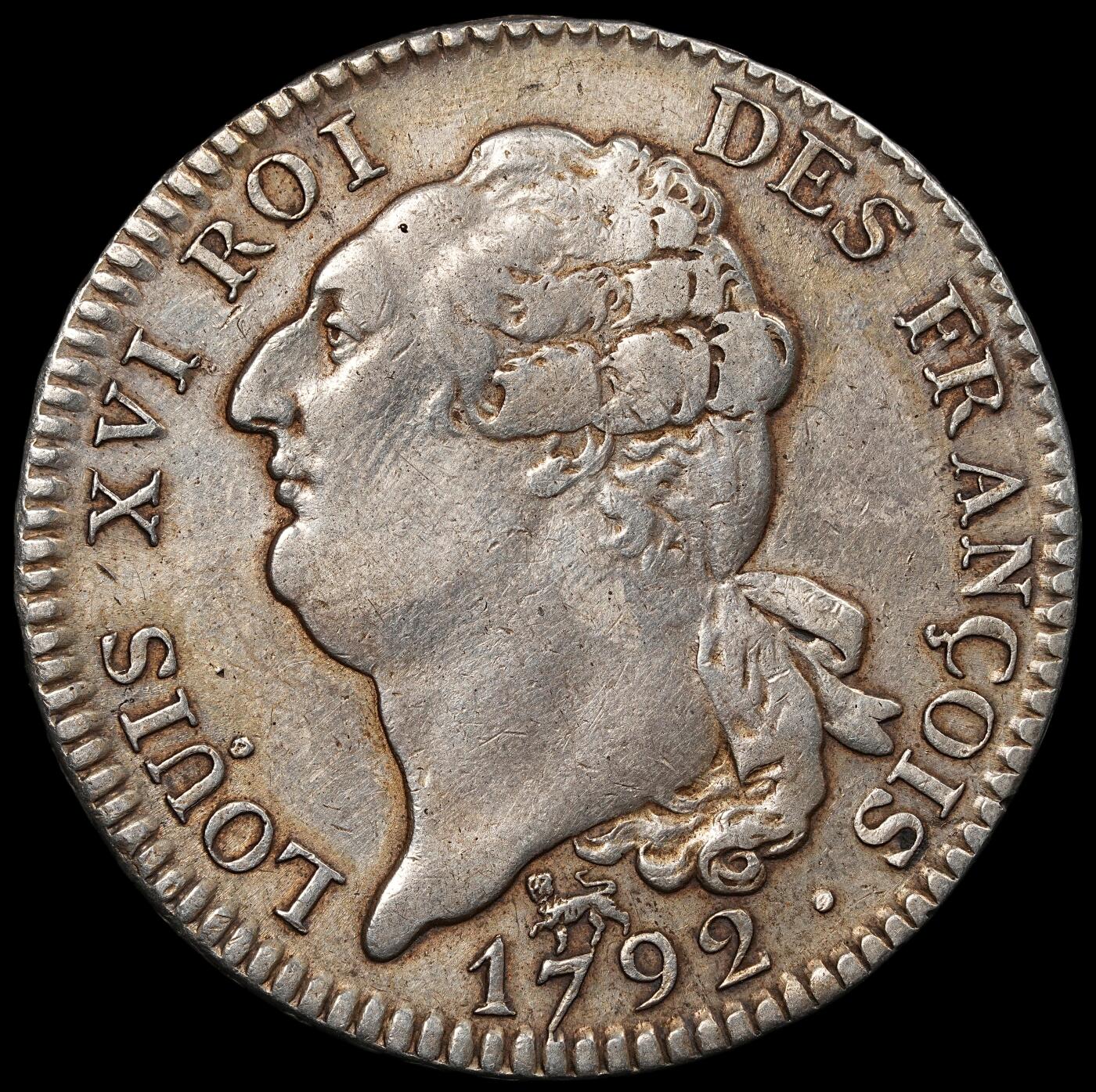 修遠堂世界钱币第九十五期 1792年法国天使1埃居大银币 法系名品