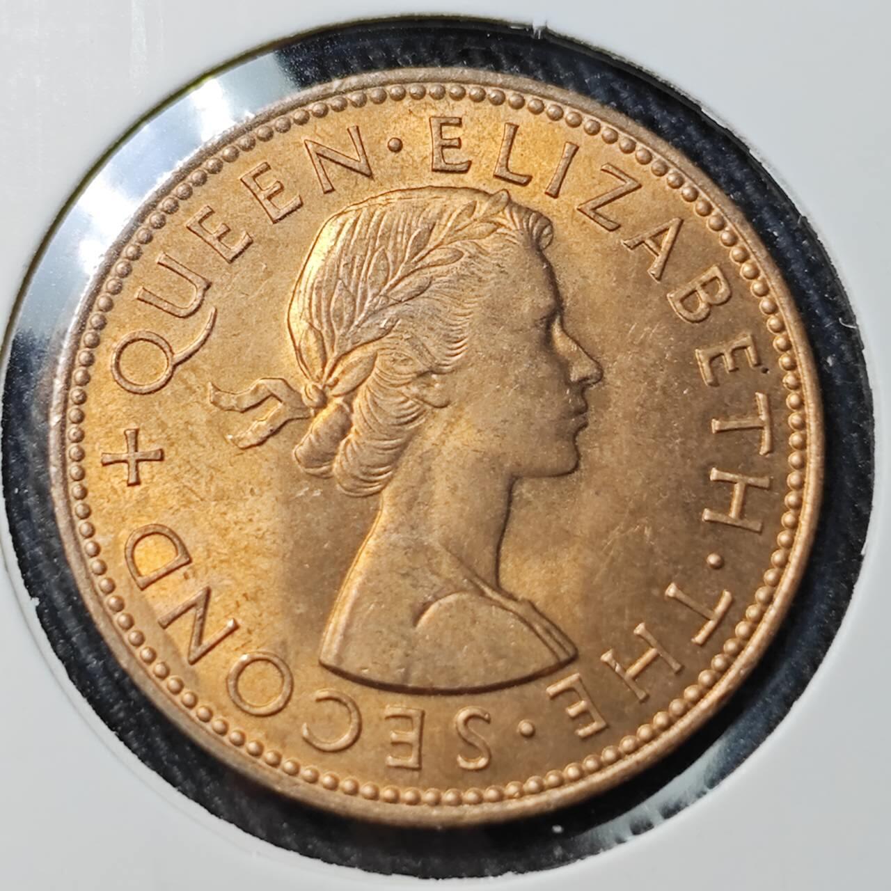 KK钱币收藏小铺 （套币 好品/批量散币 银币）专场  2月预留时间 周末发货  1963新西兰半便士铜币 好品