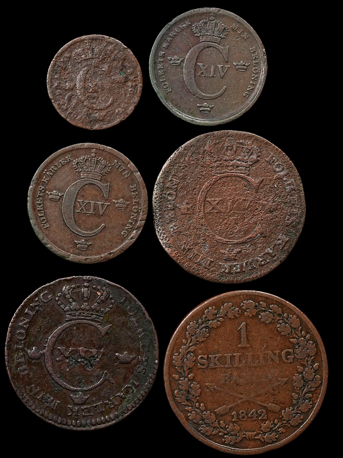 修遠堂世界钱币第九十五期 19世纪瑞典铜币6枚