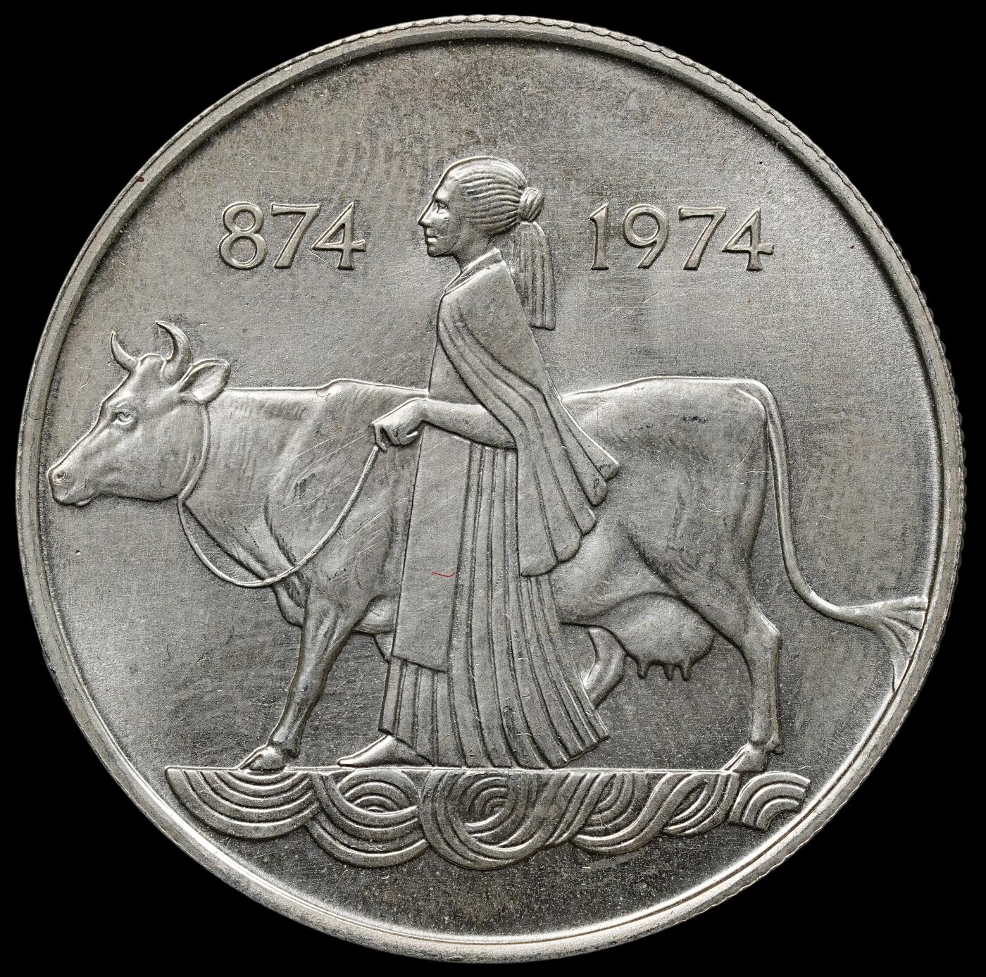 修遠堂世界钱币第九十五期 1974年冰岛定居1100年纪念500克朗银币 20g，925银