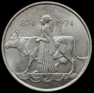 修遠堂世界钱币第九十五期 - 1974年冰岛定居1100年纪念500克朗银币 20g，925银