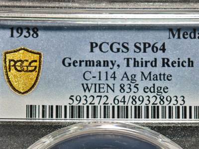 【德藏】世界币章拍卖第155期（拍品征集中~欢迎藏友联系） - 1938年 德国民族社会主义工人党吞并奥地利纪念银章 PCGS SP64（原图请查询PCGS评级官网）