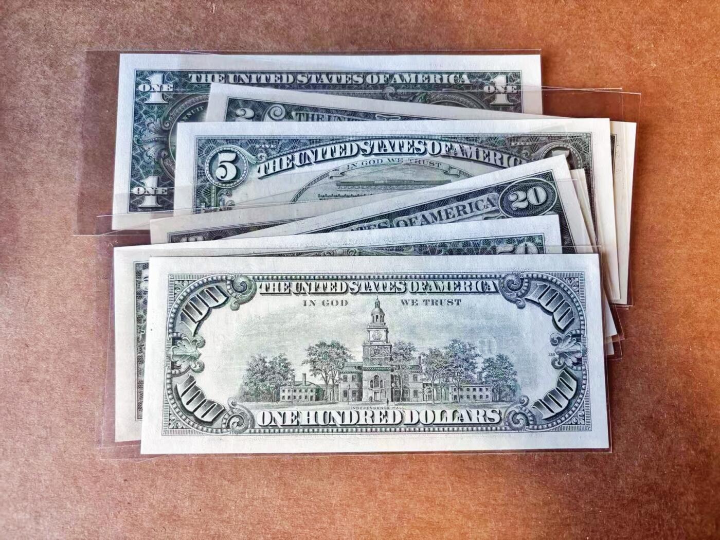 【Blue Auction】世界纸币精拍第756期——18级TOP拍卖/信誉/品质/专业/高效💫 【一组7张】美国 小头 1-100美金 UNC/UNC-