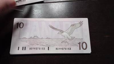 世界钱币～微拍第217期暨2025年第57期  近日新到货品少量 以及老库存一些 - 1989年加拿大10元 鸟版全新绝品无4尾号153