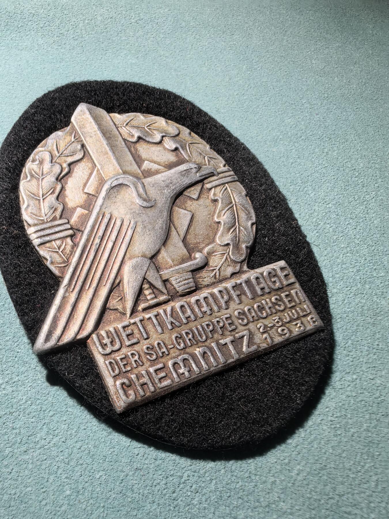 盛世勋华——号角文化勋章邮票专场拍卖第290期 德国（1939）冲锋队（SA）萨克森大队1936年开姆尼茨竞赛纪念章 极为罕见