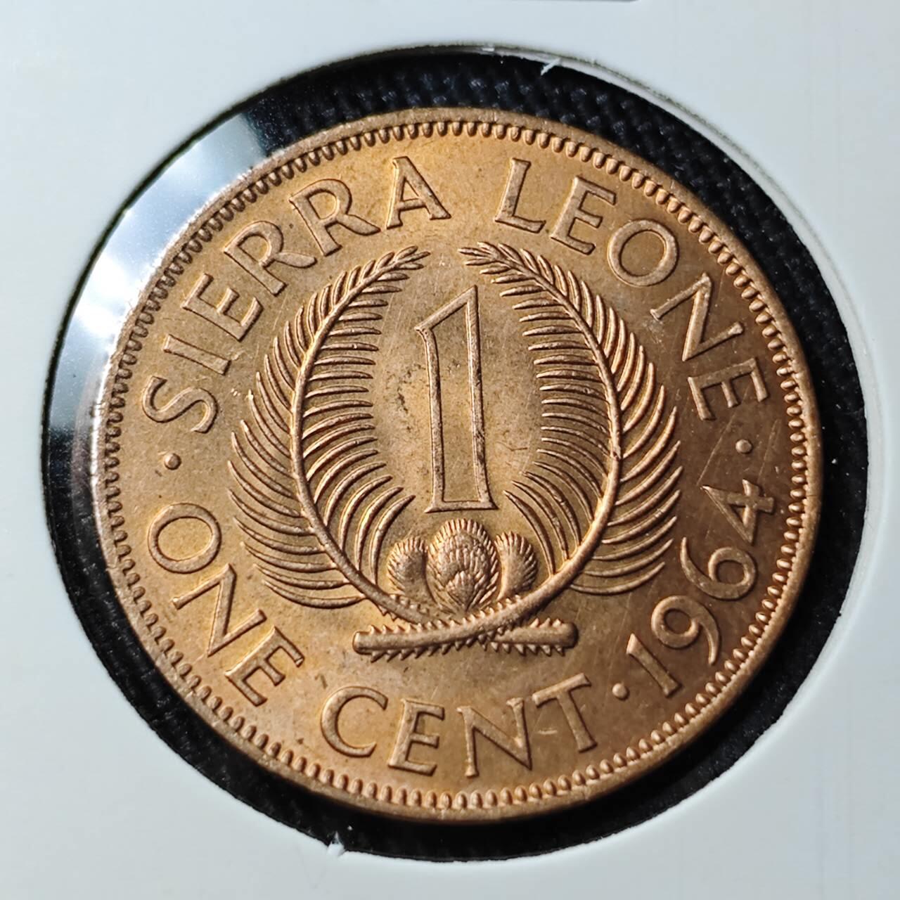 KK钱币收藏小铺 （套币 好品/批量散币 银币）专场  2月预留时间 周末发货  1964塞拉利昂1分铜币 好品