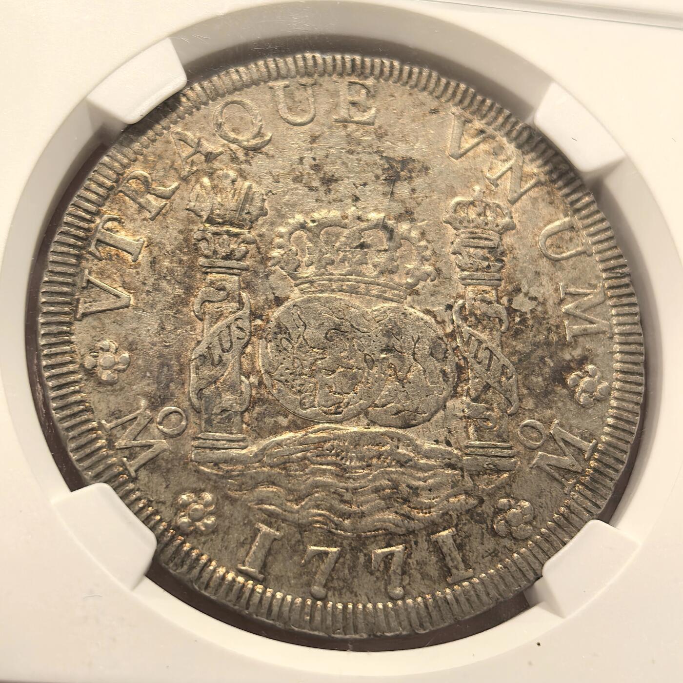 博洋堂世界钱币拍卖第149期（全场包邮） NGC AUD 西属墨西哥1771年地球双柱，给了清洗，地球还是很清晰的，1771年外拍价格很高