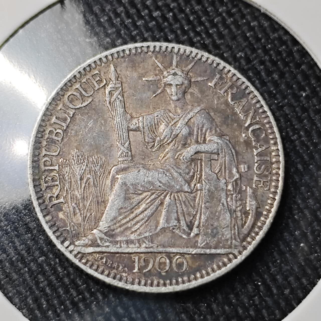 KK钱币收藏小铺 （套币 好品/批量散币 银币）专场  2月预留时间 周末发货  1900法属印支10分银币 早年份