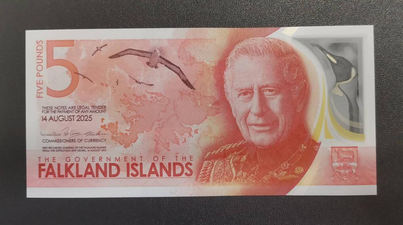 《艾美收藏》第222期-11.30周日外币畅拍 福克兰岛2025年AA冠5镑UNC无4 颜值很高 IBNS本年度世界最佳纸币提名