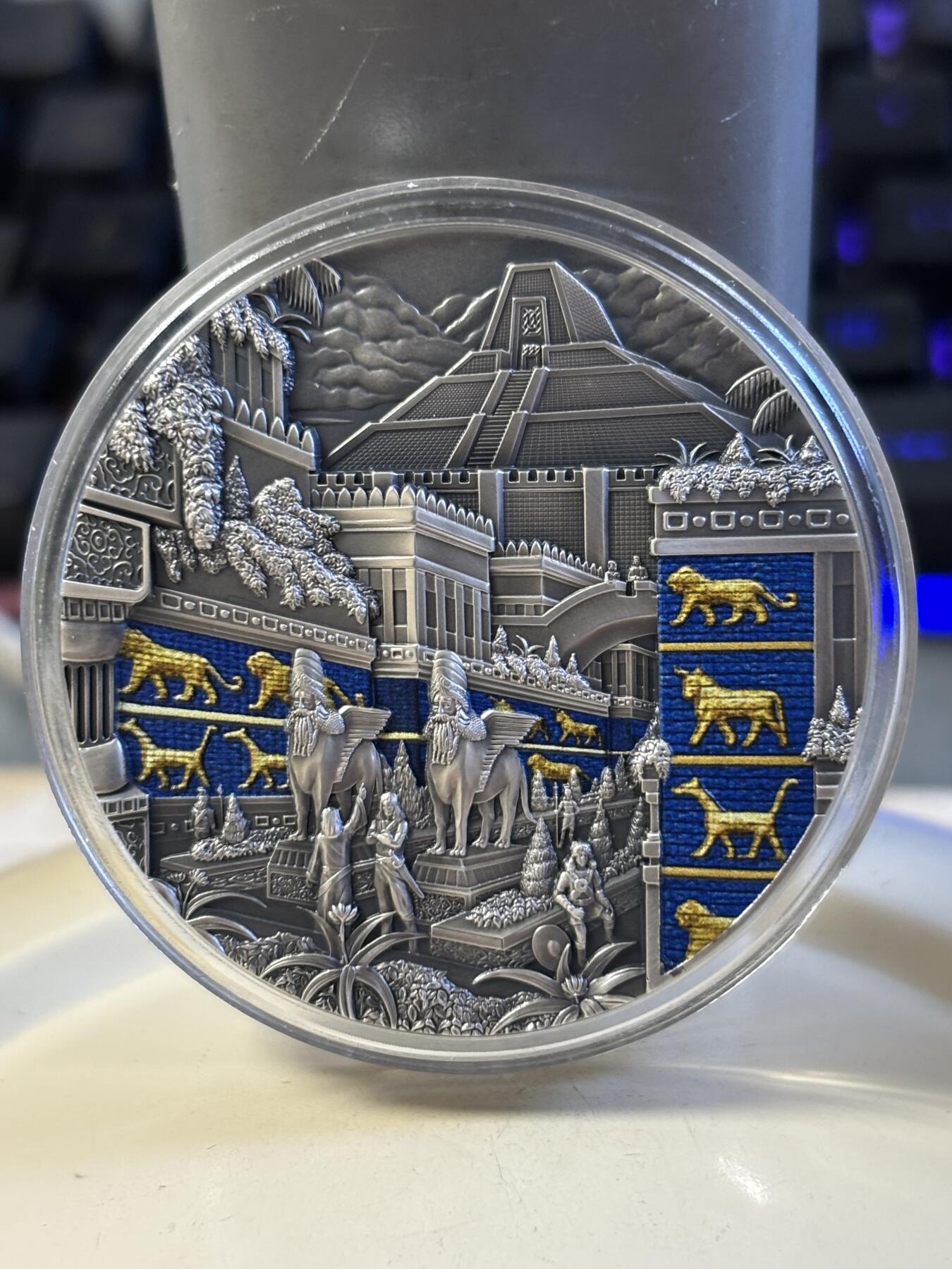 第183期拍卖 获奖帕劳2021失落的文明系列1古巴比伦仿古纪念银币，999银，2盎司， 获得钱币之星年度银币大奖第二名