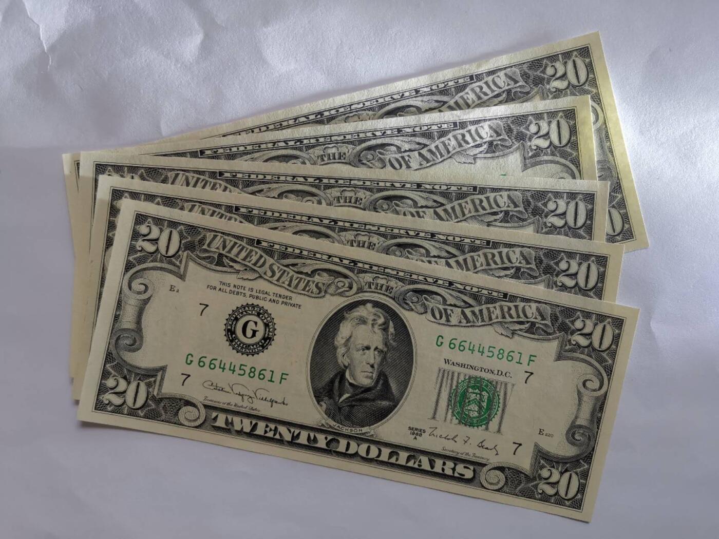 美国1988年29元5连号全新品