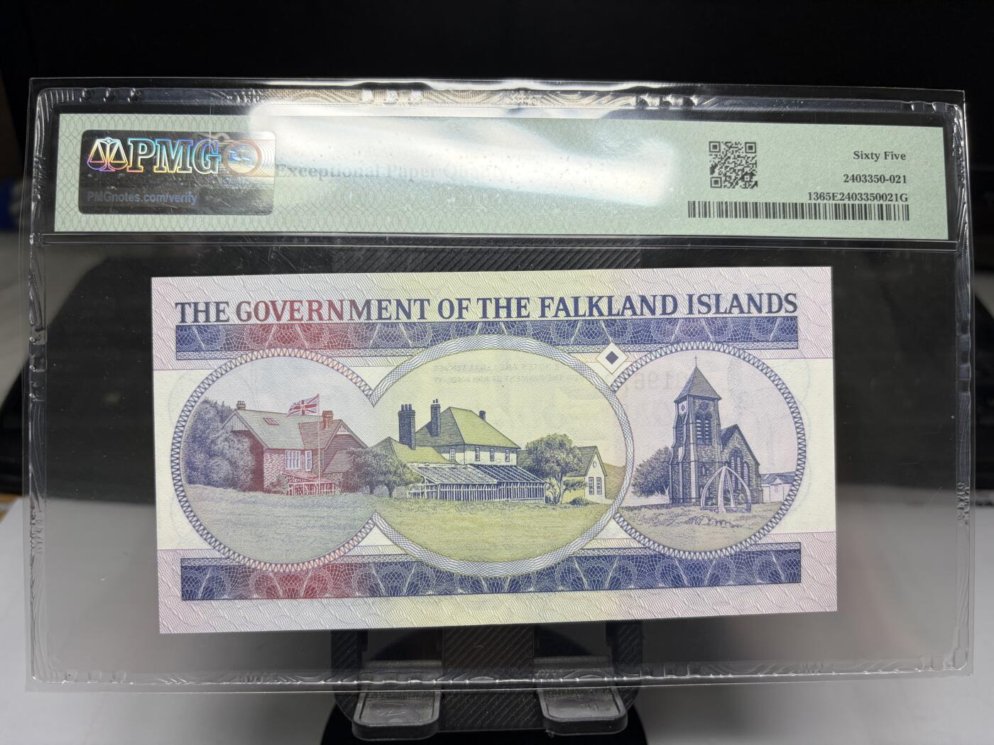 2025年集古藏今外币拍卖第十期-第10场—（总第290拍-纸币专场），本期拍完结算一次，发货时间2-3天，休息几天后继续新的一期拍卖。 PMG65E1984年福克兰群岛女王像一镑