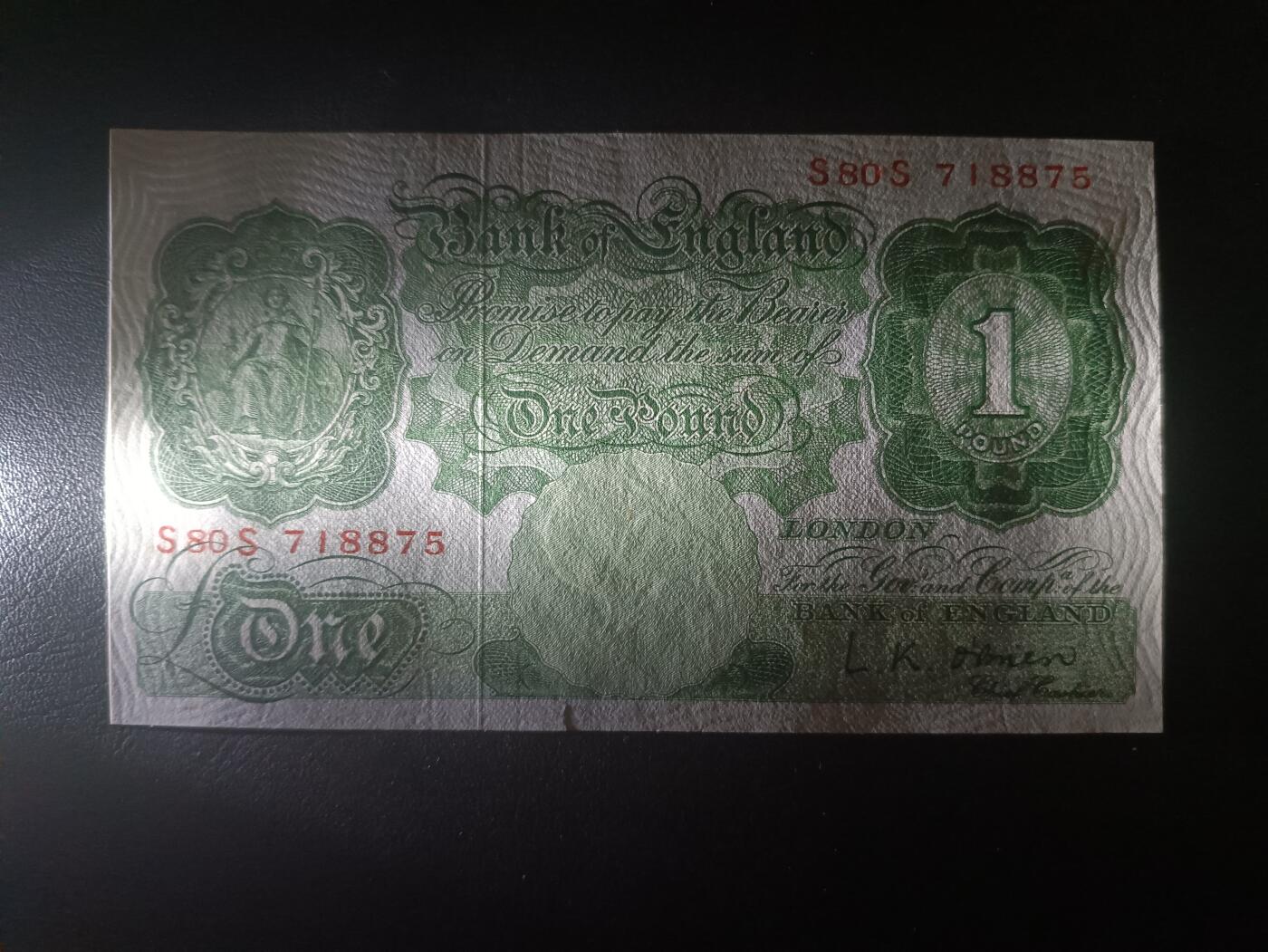 2025十一月第七期，总205期 英格兰A序列1镑O'Brien签名UNC-有裂口，稀有补号冠S/S