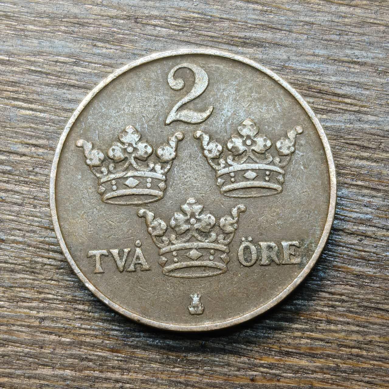 【铜匠收藏】★第133场★散币场，无佣金，30包邮。不满30元，支付5元运费。《接受代拍 代送NGC评级》 瑞典 1916年 2欧尔 铜币