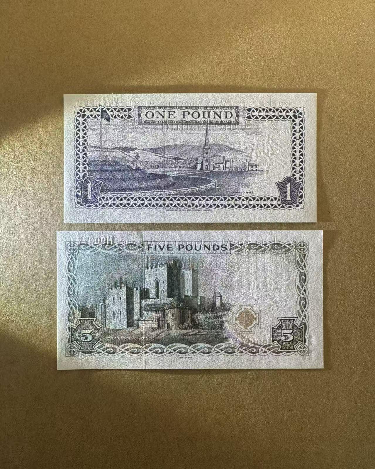 【Blue Auction】世界纸币精拍第756期——18级TOP拍卖/信誉/品质/专业/高效💫 【一组2张豹子号】马恩岛 1-5镑 女王 全新UNC