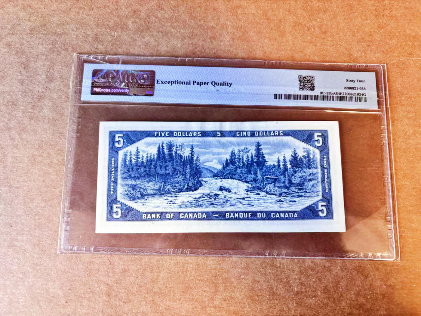 【Blue Auction】世界纸币精拍第756期——18级TOP拍卖/信誉/品质/专业/高效💫 【补号无47】加拿大 1954年5元 水獭瀑布 女王 PMG64EPQ 